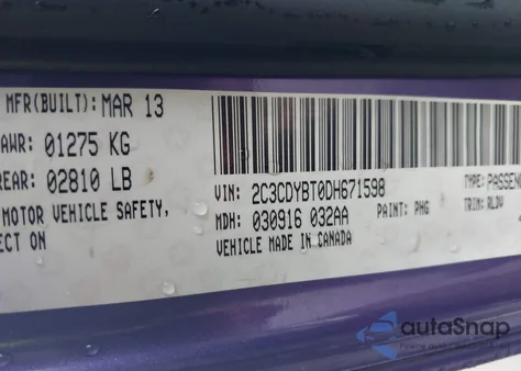 2013 Dodge Challenger R/T Classic z USA, uszkodzony, nr VIN 2C3CDYBT0DH671598